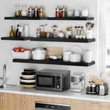 Fun Memories Floating Shelves - 2 Pack 12 Inch Deep Rustic Wooden Wall Shelves - Extra Deeper & Thicker Wall Mounted Storage Shelf for Kitchen, Farmhouse - 16" W x 12" D x 1.5" H - Rustic Black Fun Memories