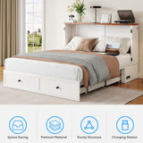 PUREMIND Full Size Murphy Bed Cabinet with Mattress - Solid Wood - Hideaway Chest Beds Frame with Storage Drawers, USB Charging Ports - Space Saving Cabinet Bed for Guest Room PUREMIND