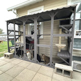 Catio Outdoor Cat Enclosure Window Cat House Wall Mounted Wooden Cat Cage with Scratching Posts,Resting Box GUTINNEEN