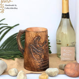 collectiblesBuy Authentic Retro Rustic Brown Hand Carved Eagle Design Embossed Large Wooden Beer Tankard Mug Food Safe for Home and Restaurants Parties Housewarming Toast Celebrational collectiblesBuy