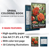 TPLHOUSE Roses Flowers Coloring Book Spiral Bound for Adults, Softcover, 30 Aesthetic Roses Coloring Pages of Charming Garden for Stress Relief and Relaxation TPLHOUSE