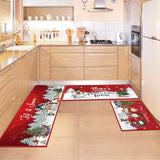 Layhit 3 Pcs Christmas Kitchen Rug and Mat Set Christmas Absorbent Anti Fatigue Winter Bathroom Mat Non Slip Washable Rug for Xmas Party Kitchen Decor 20'' x 59'' + 20'' x 47'' + 20'' x 32''(Snowman) Layhit