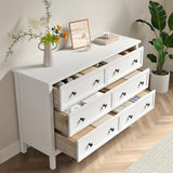 LYNSOM White Dresser for Bedroom, Modern 6 Drawer Double Dresser with Deep Drawer and Metal Handle, Wood Dressers & Chests of Drawers for Hallway, Entryway LYNSOM