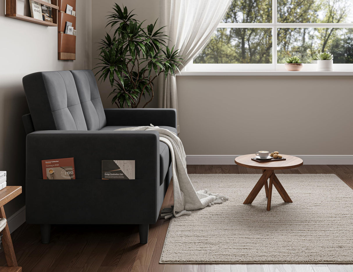 Txtin's Loveseat Sofa 53" Small Couches for Small Spaces 2 Seater Mini Couch for Bedroom Dark Grey Comfy Modern Love Seat for Apartment Office Living Room Txtin's