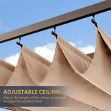 HAPPATIO 12' X 12' Pergola Retractable Pergola Canopy for Backyards, Gardens, Patios, Outdoor Pergola with Sun Shade Canopy, includes Ground Studs and Expansion Screws (Brown) HAPPATIO