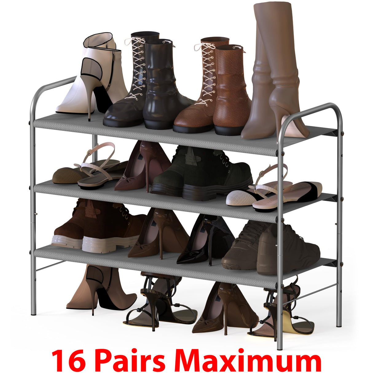 Simple Houseware 3-Tier Shoe Rack Storage Organizer, Grey Simple Houseware