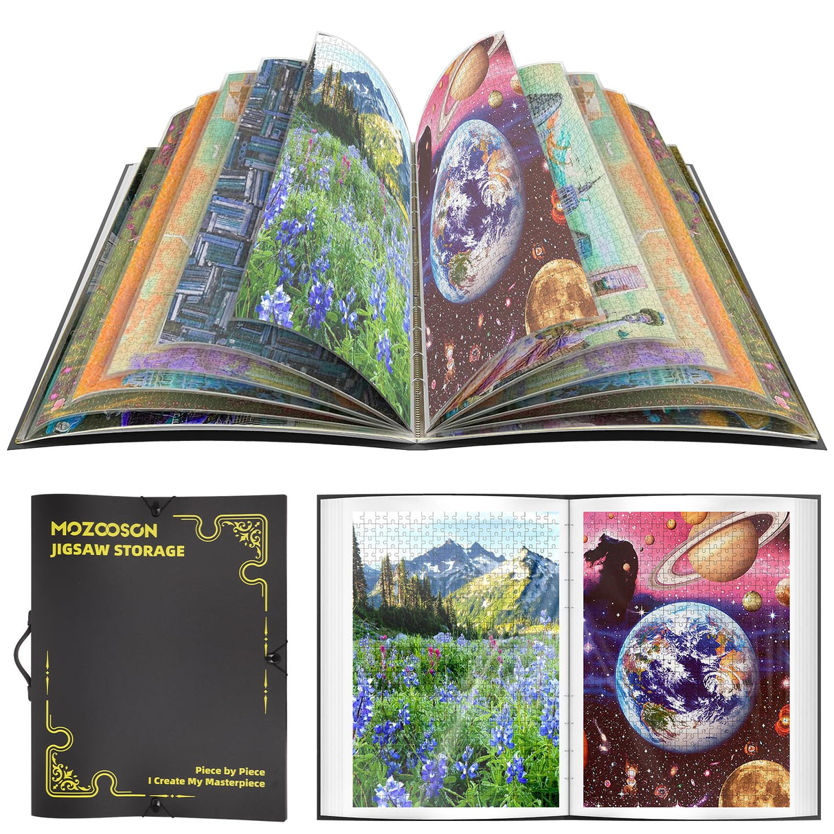 MOZOOSON Puzzle Storage Folder for 1000pcs Puzzle, Jigsaw Accessories with 25 Pockets, Large Capacity Puzzle Organizer, Dustproof and Protective Puzzle Accessory, for Puzzle Enthusiasts MOZOOSON