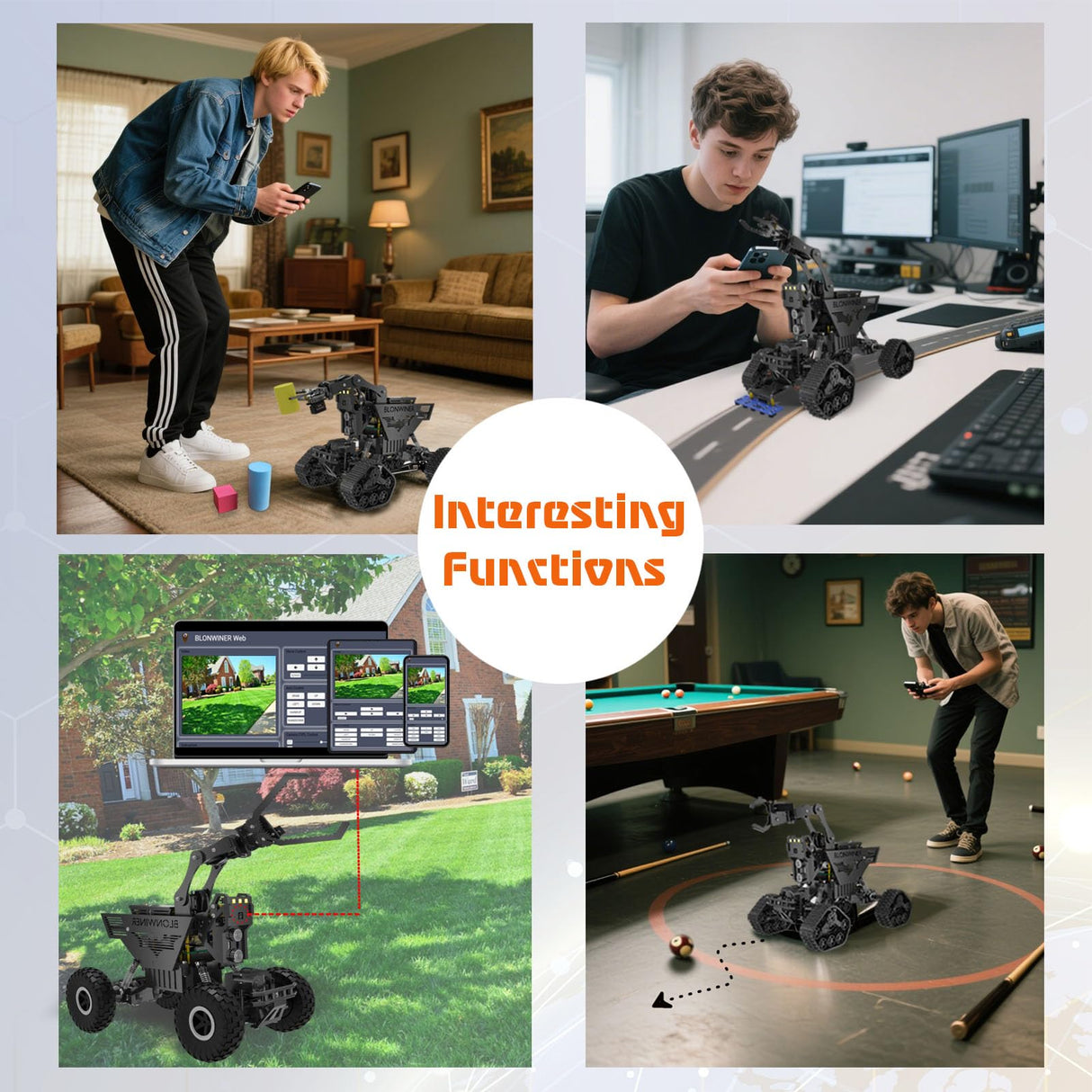 Smart Robot Kit, Robot Building Car kit for Raspberry Pi Python Coding, STEM Programming Robotic Arm Kit with Camera (Not Included Raspberry Pi Board) BLONWINER