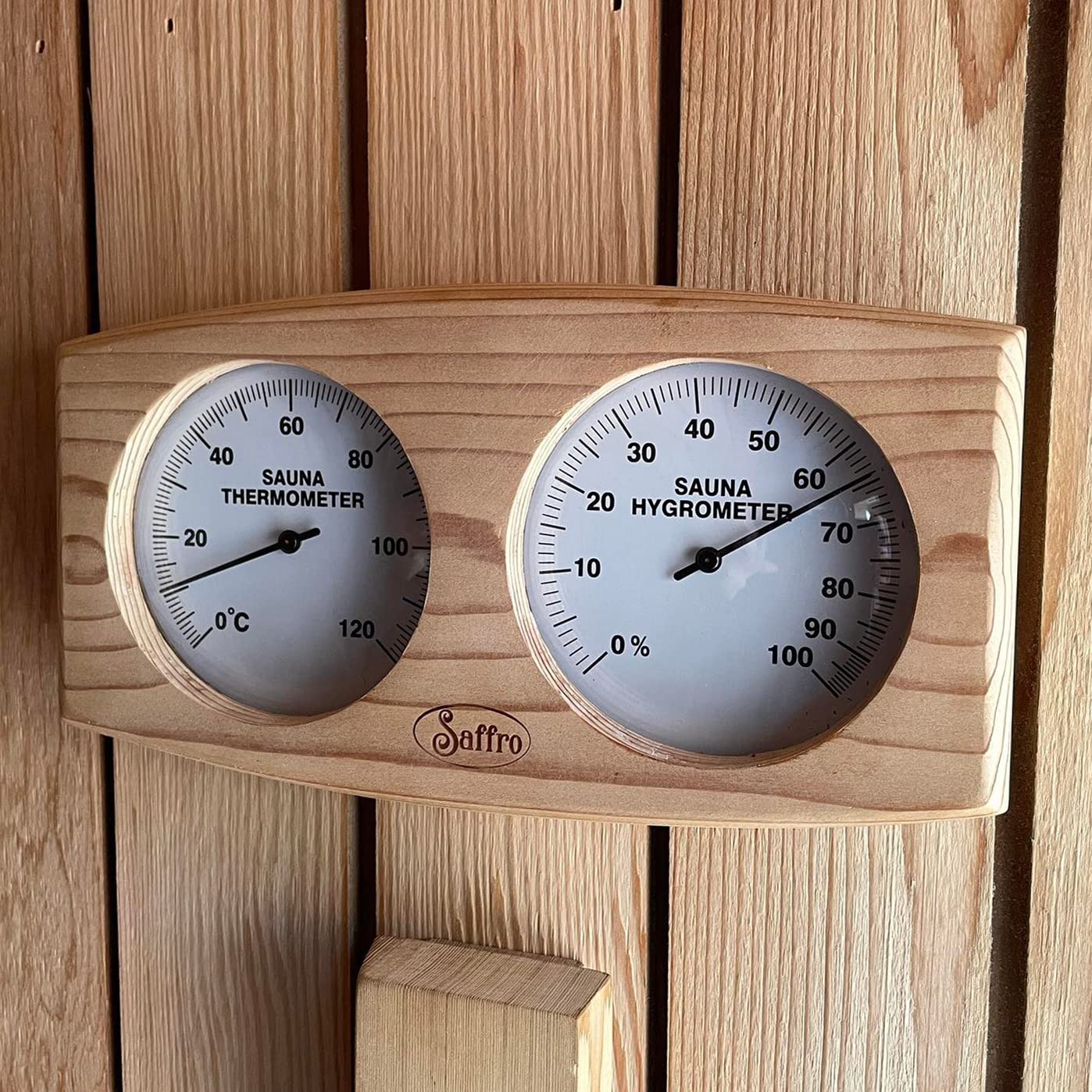 Saffro Sauna Thermometer and Hygrometer, Beautiful Sauna Accessories with Red Cedar for a Great Looking Sauna Room - Temperature and Humidity Indoor Measurement for Your Home Sauna