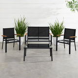 Best Choice Products 4-Piece Outdoor Textilene Patio Conversation Set, Backyard Furniture w/Loveseat, Coffee Table, Steel Frame - Black/Black Best Choice Products