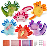 MOREJMTT Needle Felting Kit, 6 PCS Farm Animal Needle Felting Beginner Kits, Wool Felt Needle Felting Tools Foam Pad, Craft Party Supplies for Beginners Adult(6pack Axolotl) MOREJMTT