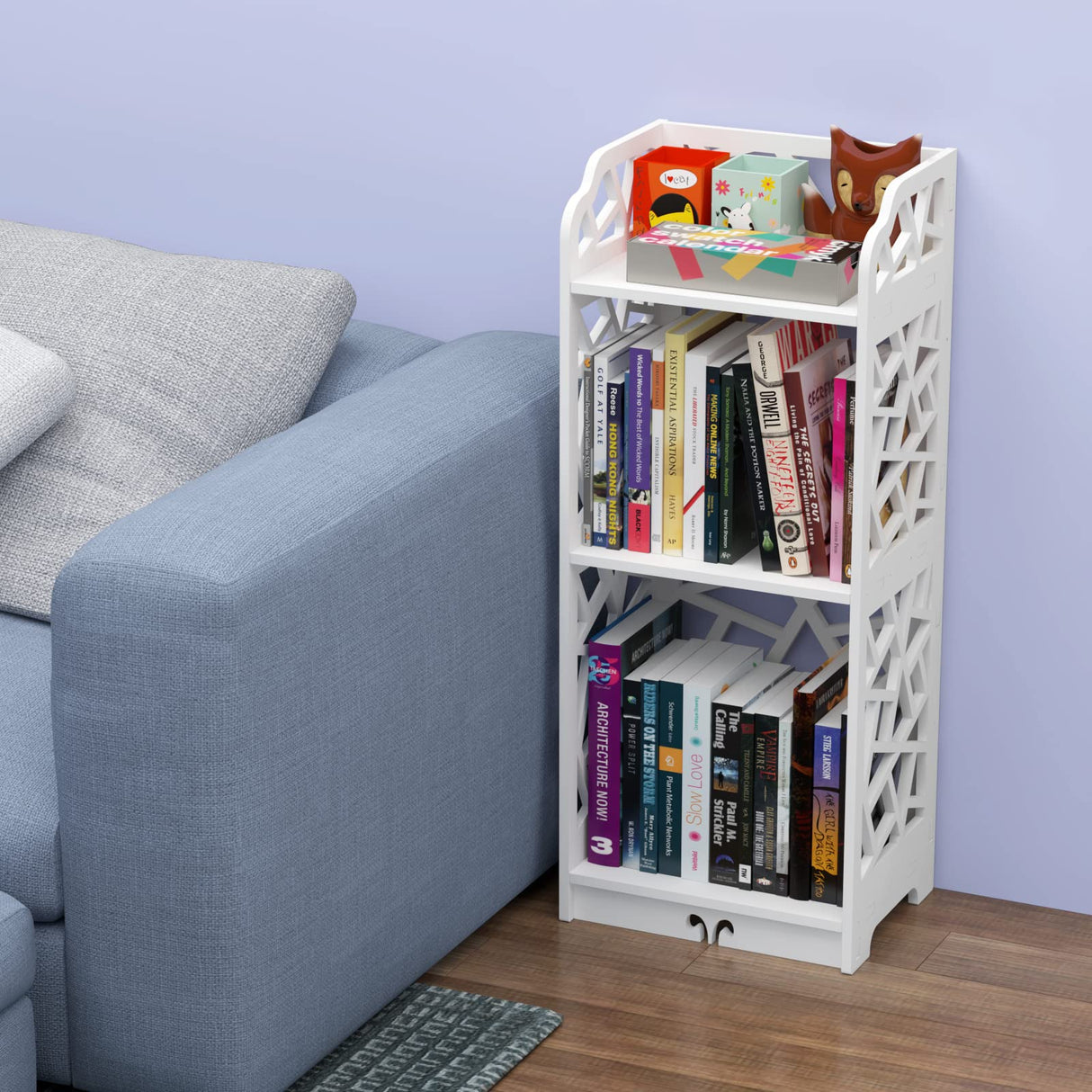 3 Tier Bookshelf, Small Bookcase for Small Spaces, Narrow Thin Book Shelf for Bedroom, 3 Shelf Bookcase for Kids Room and Living Room Rerii