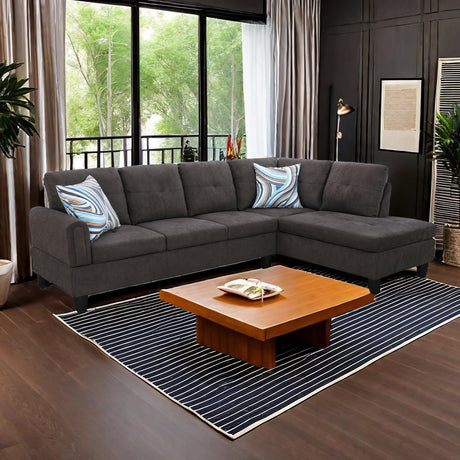 NicBex Sectional Couches for Living Room 2 Pieces Modern Sectional Sofa with Right Chaise Sectional Couch with Solid Frame Classic L Shape Sectional Sofa Set with Flannel Fabric, Brown NicBex