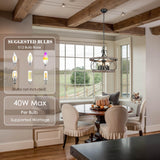 Dawn Whisper Farmhouse Chandelier, 20" Rustic Drum Chandelier Light Fixture Over Table, 5 Light Wood Chandeliers for dining room Dawn Whisper