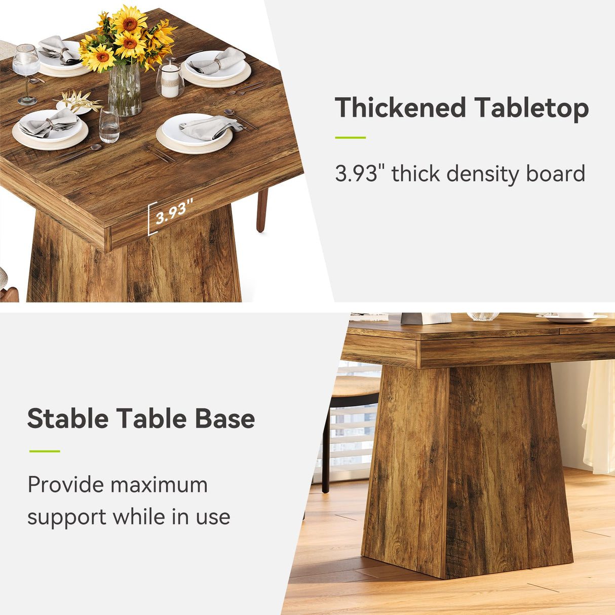 LITTLE TREE 31.5" Small Dining Table for 4, Farmhouse Kitchen Table with Walnut Finish, Square Compact Dinner Table for Home Dining Room, Apartments, Office, Living Room & Restaurants, Walnut LITTLE TREE