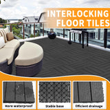 Cozurra Deck Tiles, 44 PCS Interlocking Deck Tiles, 12"x12" Waterproof Plastic Outdoor Flooring Patio Tiles for Balcony, Backyard, Indoor & Outdoor Use, All-Weather Patio Flooring, Dark Gray, 44 sq.ft Cozurra