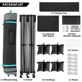 COBIZI 10x20 Heavy Duty Pop up Canopy Tent with 6 sidewalls Easy Up Commercial Outdoor Canopy Wedding Party Tents for Parties All Season Wind & Waterproof Gazebo with Roller Bag,Black(Frame Thickened) COBIZI