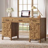 Tribesigns Farmhouse Executive Desk, 59-Inch Executive Computer Desk with File Drawers and Storage Cabinets, Rustic Writing and Study Desks for Home Office Tribesigns