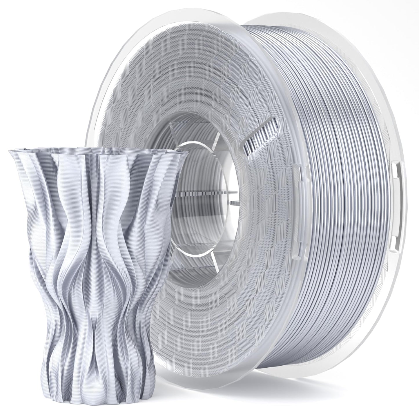 ELEGOO Silk PLA Filament 1.75mm Silver 1KG, 3D Printer Filament Dimensional Accuracy +/- 0.02mm, 1kg Plastic Spool(2.2lbs) 3D Printing Filament Fits for Most FDM 3D Printers - WoodArtSupply