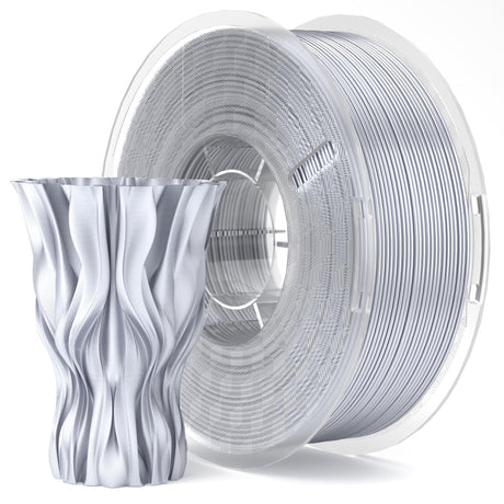ELEGOO Silk PLA Filament 1.75mm Silver 1KG, 3D Printer Filament Dimensional Accuracy +/- 0.02mm, 1kg Plastic Spool(2.2lbs) 3D Printing Filament Fits for Most FDM 3D Printers ELEGOO