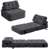 YITAHOME Folding Sofa Bed, Convertible Sleeper Chair with Pillow Foldable Mattress with Back Support, Portable Fold Out Chair Bed Comfy Floor Sofa Lounge for Living Room Bedroom, Dark Grey YITAHOME