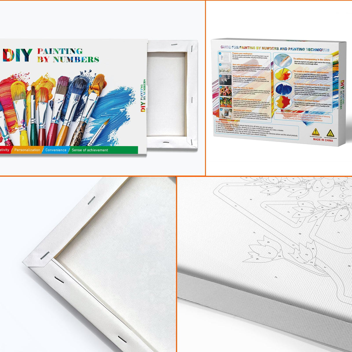 JOOZ Letters Paint by Numbers Kit for Adults with Frame, Paint by Number for Beginners with Easel, DIY Letters Flowers Easy Paint by Number Kits Framed Canvas for Home Wall Decor 8 x 12 Inch, A JOOZ