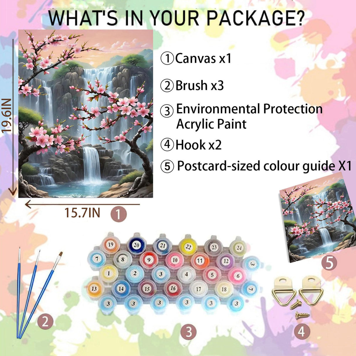 Arttoplus Waterfall Paint by Numbers Kit for Adults-Flowers Adult Paint by Number Kits on Canvas,Landscape Painting by Number Adult for Gift Home Wall Decor(16x20inch) Arttoplus