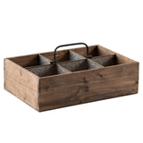Sintosin Farmhouse Wooden Crates for Decor 15 X 10 inches, Distressed Wood and Galvanized Storage Crates for Crafts, Rustic Wooden Baskets for Gifts, Wood Crates for Display, 6 Individual Slots Sintosin