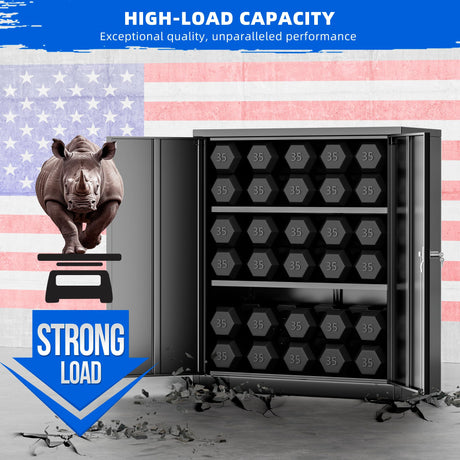 Pataku Locking Cabinet, Metal Storage Cabinets with Doors and Adjustment Shelves, 36" Garage Cabinets with Lock for Home, Office, File Pantry, Kitchen - Black Pataku