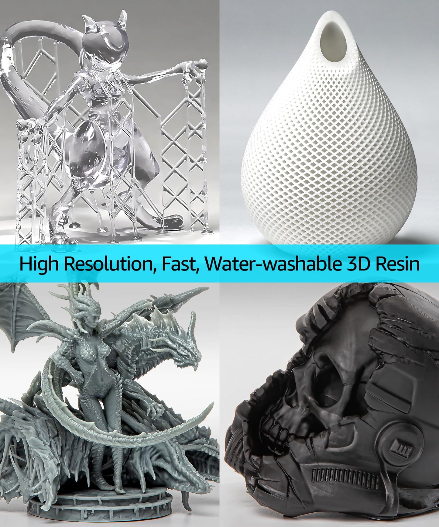 SuperFast 8K 3D Printer Resin Water Washable, 50um Print in 0.5 sec, Made in Korea by 3DMaterials (5000g, White) - WoodArtSupply