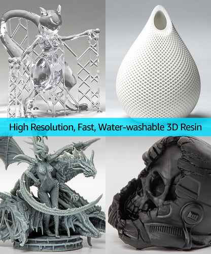 SuperFast 8K 3D Printer Resin Water Washable, 50um Print in 0.5 sec, Made in Korea by 3DMaterials (5000g, White)