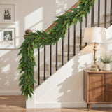 2PCS Christmas Garland, Cedar Garland -Realistic Greenery Cypress Pine Garland with Pinecone for Mantle Table Railing Fireplace Indoor & Outdoor Christmas Decoration Alupssuc