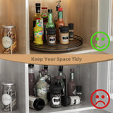 Acacia Wood 13" Lazy Susan Turntable Organizer for Table Top, Farmhouse Round Wooden Lazy Susan for Cabinet Kitchen Centerpieces Coffee Table, for Condiments Spices, Bathroom Vanity Tray Decor HGF