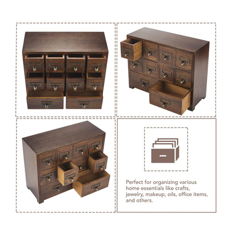 Traditional Card Catalog Solid Wood Small Chinese Medicine Small Curio Cabinet l Vintage Retro Look Tea Storage Organizer Apothecary Drawer Dresser l Modern Gadget Coffee Shelf | FULLY ASSEMBLED Primo Supply