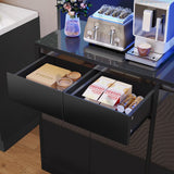 DWVO 71''Tall Kitchen Pantry Storage Cabinet, Modern Buffet Cabinet with Hutch, Kitchen Hutch Cabinet with Outlet, Large Food Pantry Cabinet with Doors and Shelves, Wine Rack for Dining Room, Black DWVO