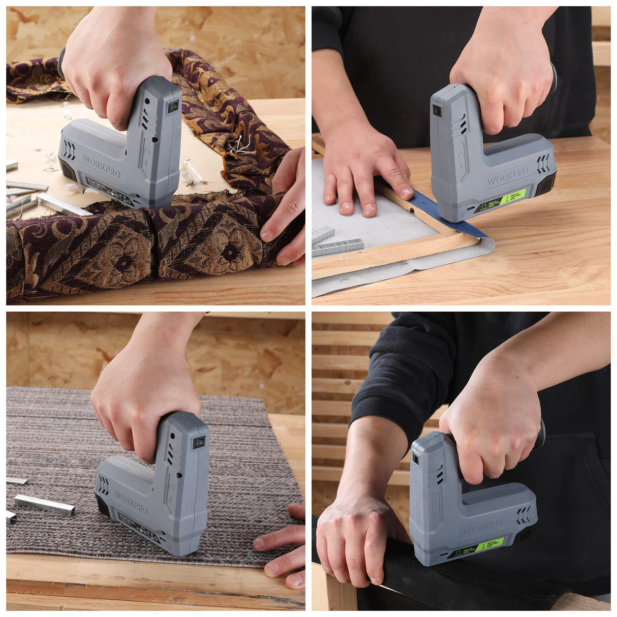 WORKPRO 3.6V Power Electric Cordless 2-in-1 Staple and Nail Gun, 2.0Ah Battery Powered Stapler for Upholstery, Crafts, DIY, Including USB Charger Cable, 2000PCS of Staples and Nails, Grey WORKPRO