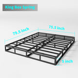 HUEIIS King Box Spring 5 Inch Low Profile Strong Metal Frame Mattress Foundation, Quiet Noise-Free,Easy Assembly, 3000lbs Max Weight Capacity HUEIIS