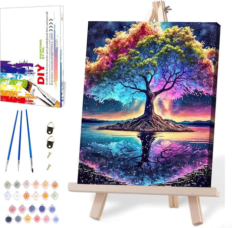 Tree of Life Paint by Numbers Kit for Adults Beginner with Wooden Framed,Adult Paint by Number Kits On Canvas,Adults' Paint-by-Number Kits DIY Oil Painting Kits for Gift Home Wall Decor 12x16 Inch MIRCVSH