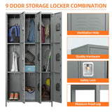 SUXXAN Employee Metal Locker, 72" Tall Metal Storage Lockers with 9 Doors, Lockers for Storage in Gyms, Homes, Garages, and Offices with SUXXAN