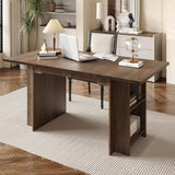 GarveeHome 63 Inch Farmhouse Dining Table with 4 Storage Shelves, Seats 4-6, Rustic Wooden Rectangle Kitchen Table for Dining Room, Living Room, Eazy Assembly, Walnut GarveeHome