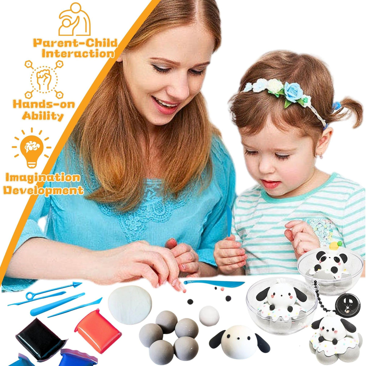 Air Dry Clay Kit,24 Colors Modeling Clay with 5 Sculpting Tools,4 Plastic Balls,Ball Chains and Tutorials,Foam Clay,Model Magic Clay - DIY Present for Boys & Girls NafuXiaJJia