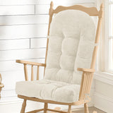 ROFIEJOX Rocking Chair Cushion - Chenille Fabric, High-Density Sponge, Durable Comfort Non-Slip Bottom Tufted Seat Pads with Ties, Chenille︱Oyster White, 44x19x4 inch ROFIEJOX