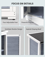 Gizoon Outdoor Storage Cabinet with 3 Shelves, Double Lockable Wooden Garden Shed with Waterproof Roof, Outside Vertical Tall Tool Shed for Yard Patio Lawn Deck-Grey Gizoon