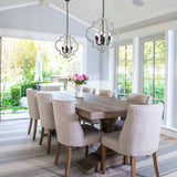 lighceac 6-Light 21" Farmhouse Orb Chandelier Rustic Handmade Distressed White Wood Hanging Ceiling Pendant Light Fixture Wood Lantern Chandeliers for Dining Room Kitchen Bedroom Foyer Hallway lighceac