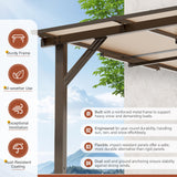 Oakcloud 10' x 14' Outdoor Wall Mounted Gazebo, Patio Lean to Gazebo Pergola with Sloped Roof, Large Heavy Duty Awning for Patio, Backyard, Deck Oakcloud