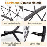 RoyalCraft Hanging Egg Chair Outdoor Swing Chair with Stand, Hammock Chair Indoor, Patio Boho Wicker Hanging Chair with Stand 350lbs Capacity for Garden, Balcony, Bedroom, Black & Gray RoyalCraft