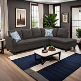 NicBex Sectional Couches for Living Room 2 Pieces Modern Sectional Sofa with Right Chaise Sectional Couch with Solid Frame Classic L Shape Sectional Sofa Set with Flannel Fabric, Brown NicBex