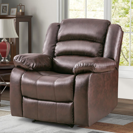 ANJ Recliner Chair, Breathable PU Leather Reclining Chair, Extra Wide Manual Recliners with Overstuffed Arm and Back, Single Sofa Chair for Living Room Bedroom(Dark Brown) ANJ
