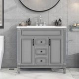 Merax 36” Bathroom Vanity with Sink, Freestanding Single Bathroom Sink Vanity Cabinet Set with 36” Countertop & Integrated Sink, 2 Doors & 2 Drawers (Sink Cabinet Only, Gray) Merax