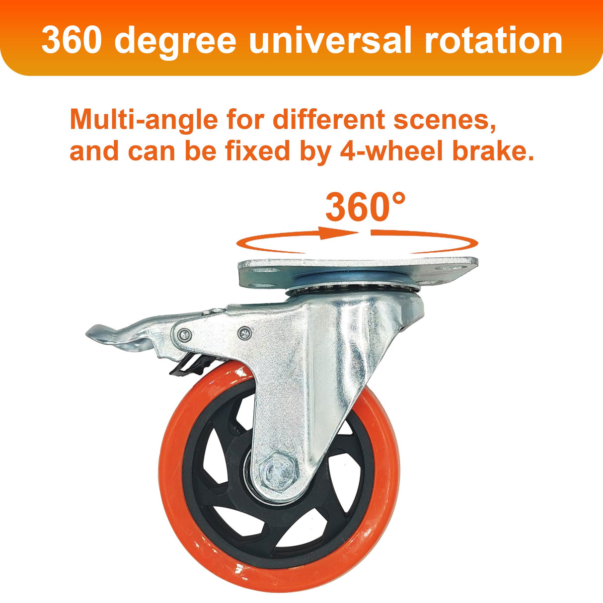 Htudcoue 8 Pcs 4 Inch Heavy Duty Casters,with Brake and Swivel Locking,4 casters Load Capacity 2200 lbs, for Furniture, Workbenches, Carts, Etc. Htudcoue